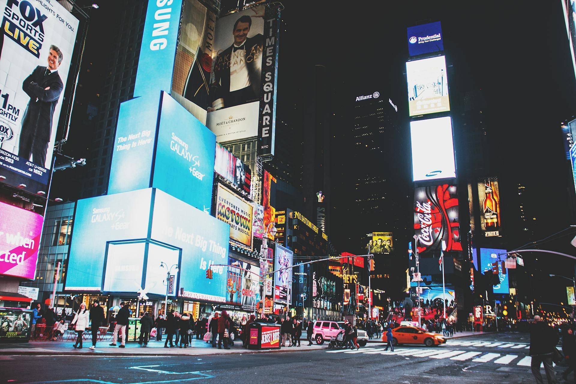 Times Square filled with marketing advertisements and digital displays.