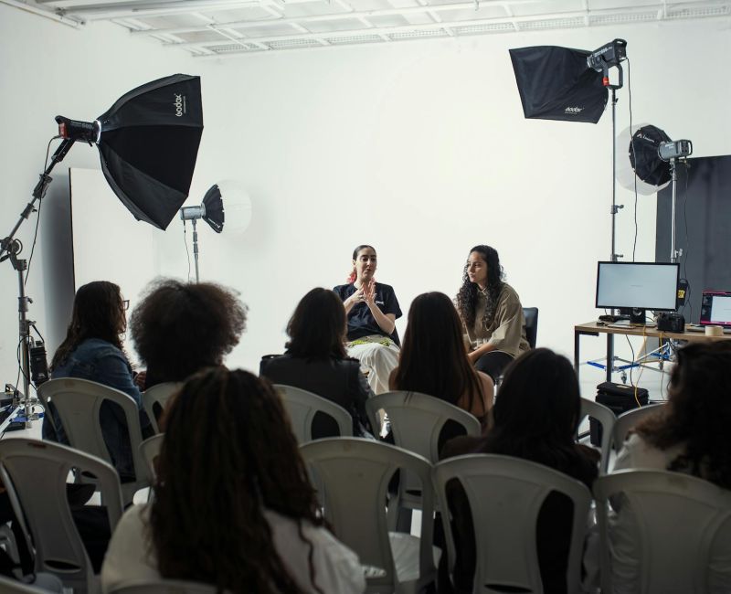 Behind the scenes camera setup capturing a speaker to repurpose event footage for future campaigns