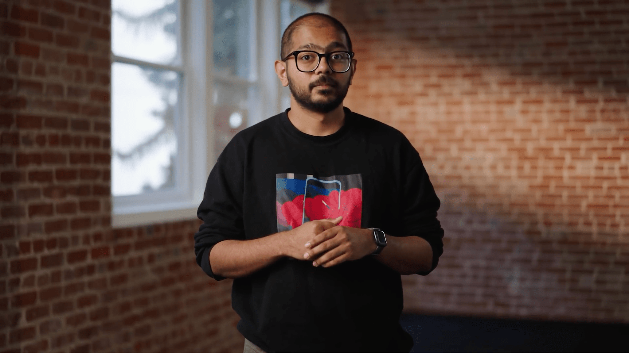 Technology executive during interview video production in San Francisco.