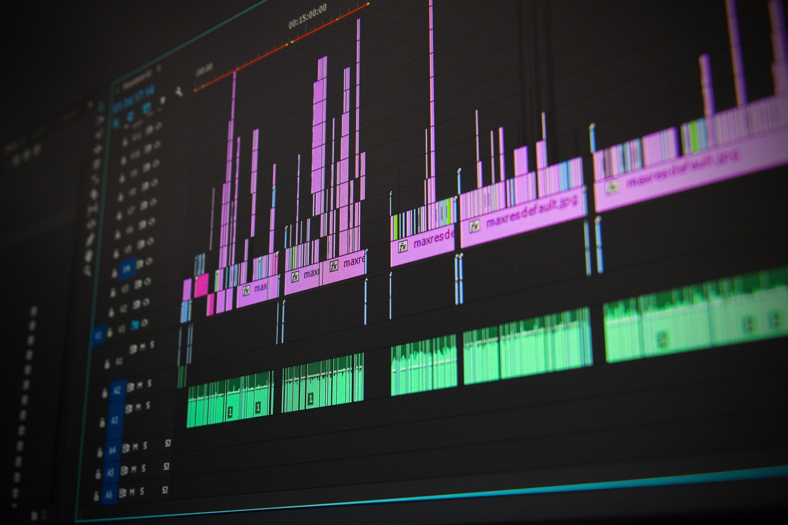 Adobe Premiere Pro editing window for post-production.