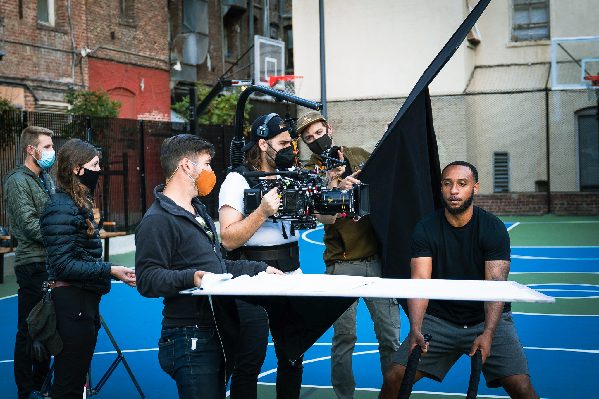 Production setup for a San Francisco product campaign