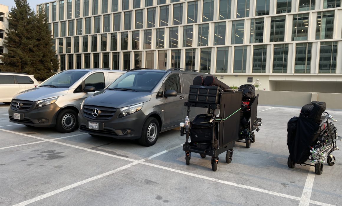 How to unload equipment into buildings for video production in san Francisco