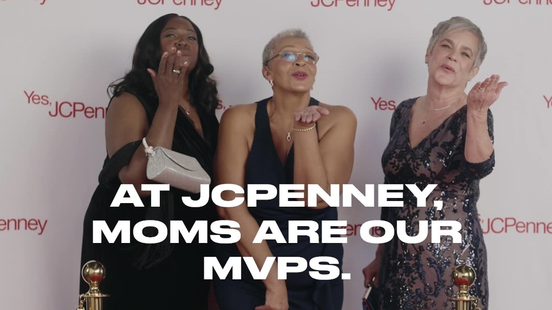NFL player moms posing on a red carpet set during a JC Penney campaign created through an agency partnership between VaynerMedia and Luma Creative.